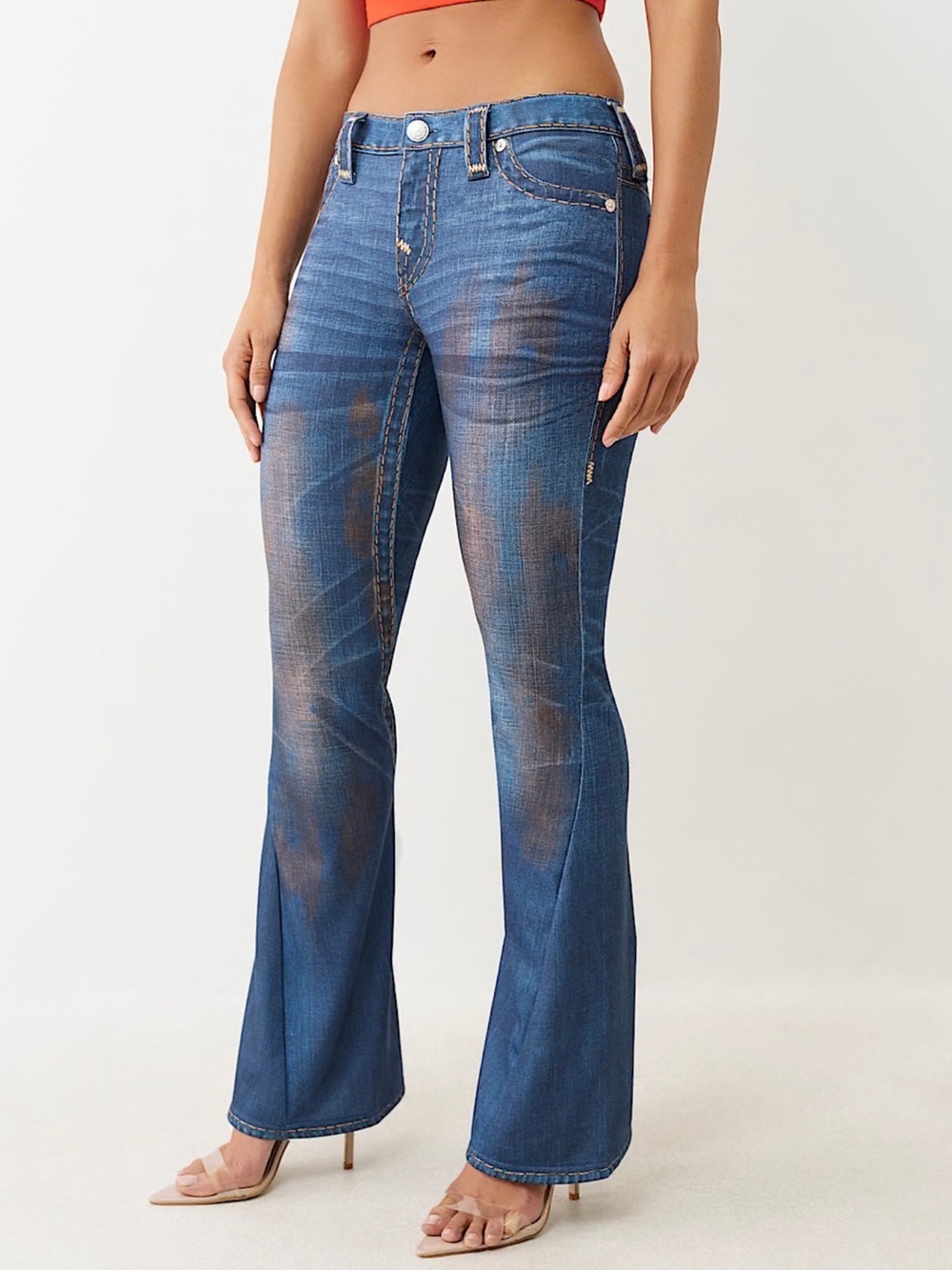 True Religion Women’s Joey Terry Mid-Rise Super T Flare Pant Size 25x32